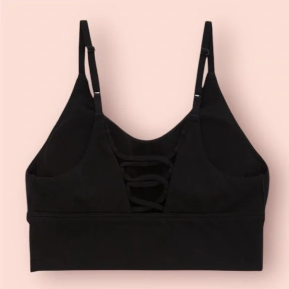 OFFLINE by Aerie True Black Real Me Lace Up Back Sports Bra - Picture 4 of 9